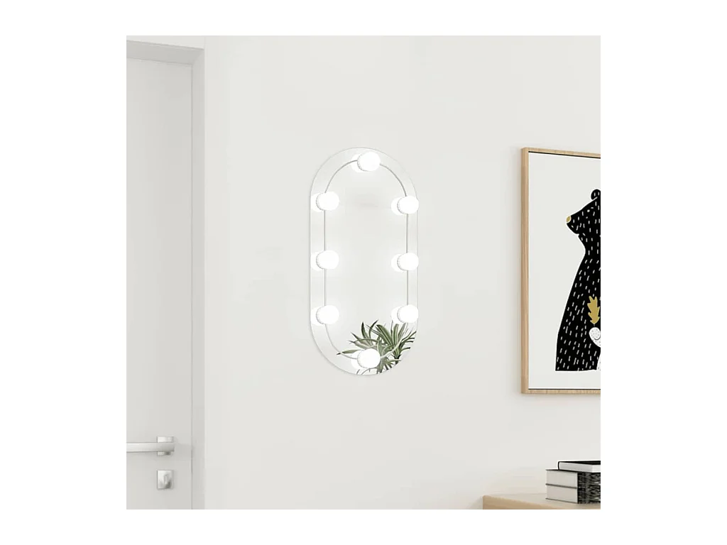Miroir avec éclairage LED 60x30 cm Verre Ovale