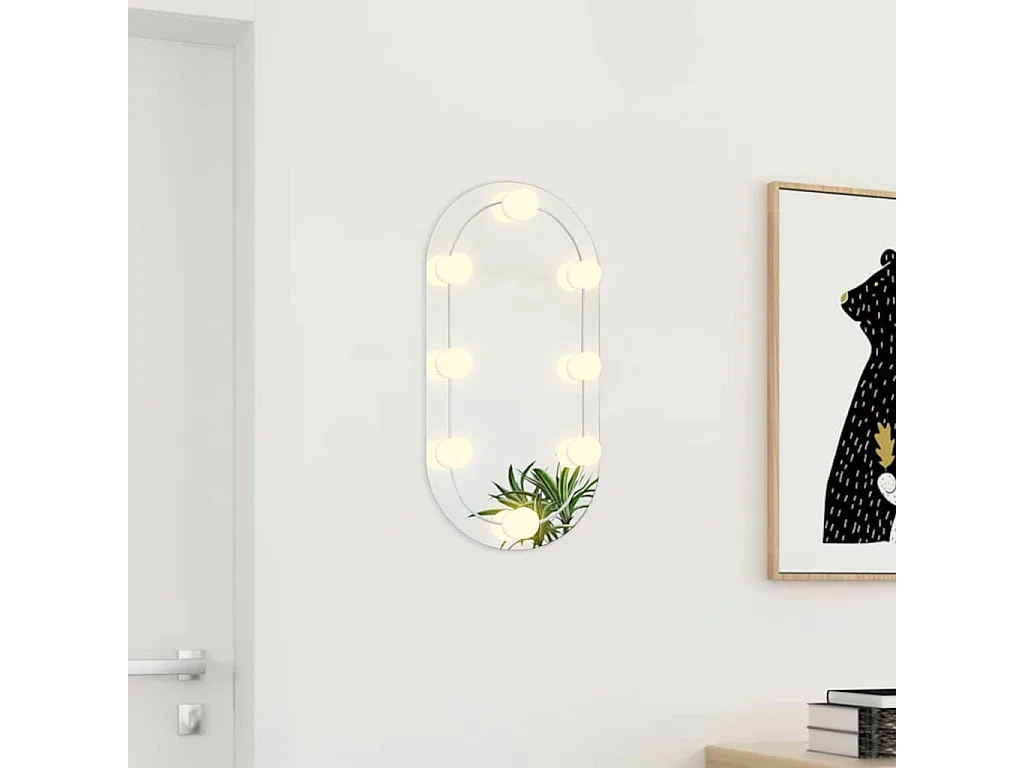 Spiegel mit LED-Leuchten 60x30 cm Glas Oval