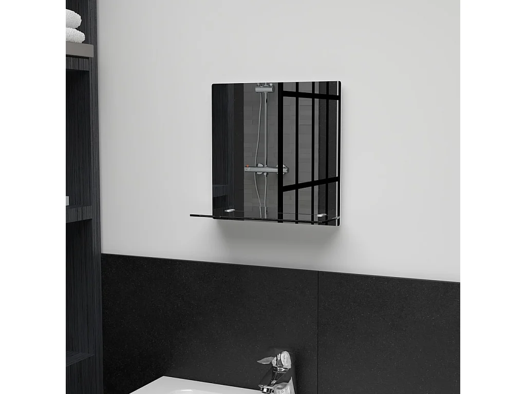 Espelho de parede c/ prateleira vidro temperado 30x30 cm