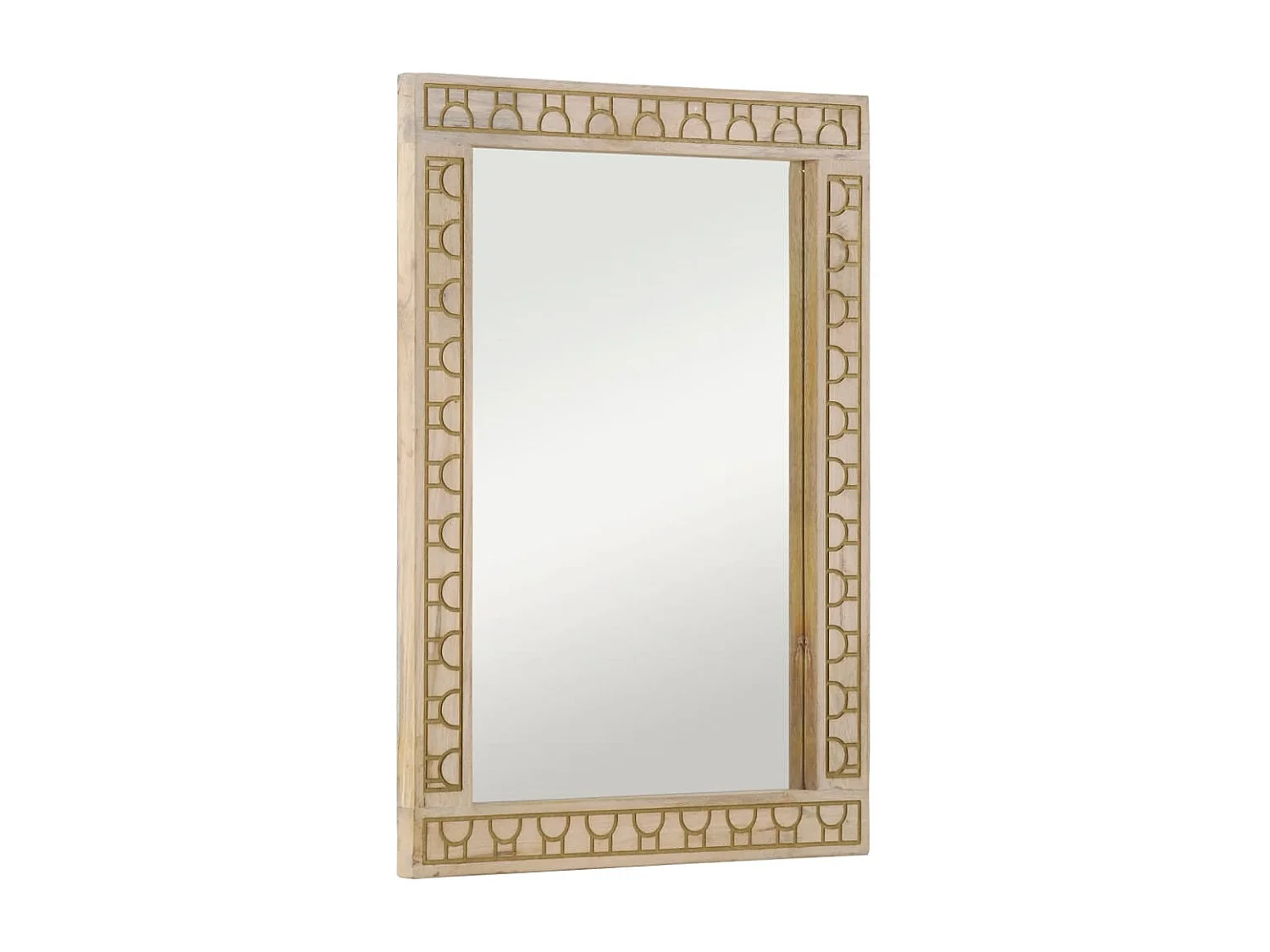 Miroir de bain 50x70x2,5 cm bois de manguier massif et verre