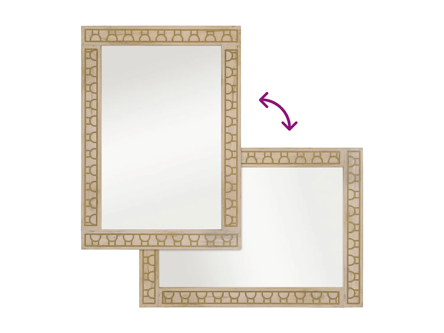 Miroir de bain 50x70x2,5 cm bois de manguier massif et verre