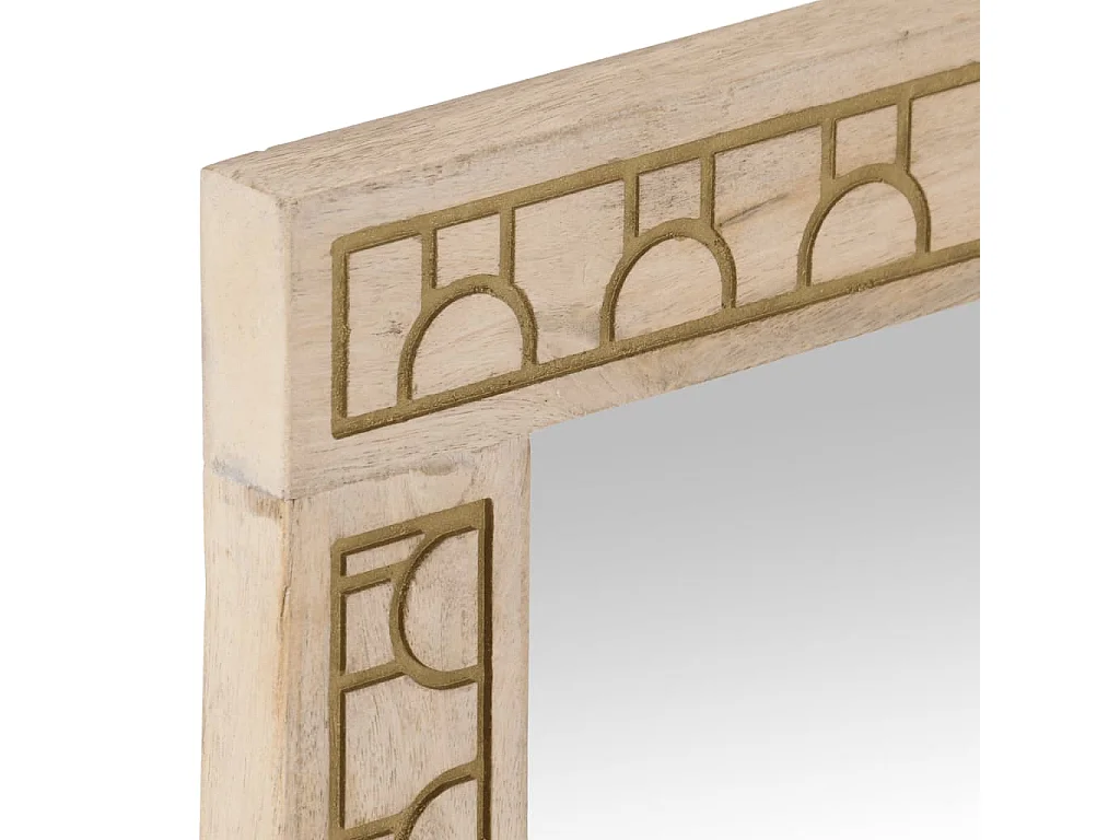 Miroir de bain 50x70x2,5 cm bois de manguier massif et verre