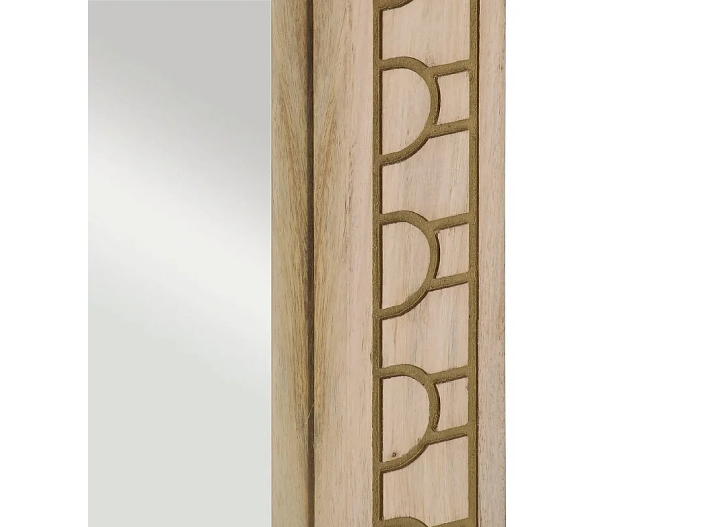 Miroir de bain 50x70x2,5 cm bois de manguier massif et verre