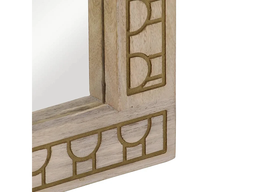 Miroir de bain 50x70x2,5 cm bois de manguier massif et verre