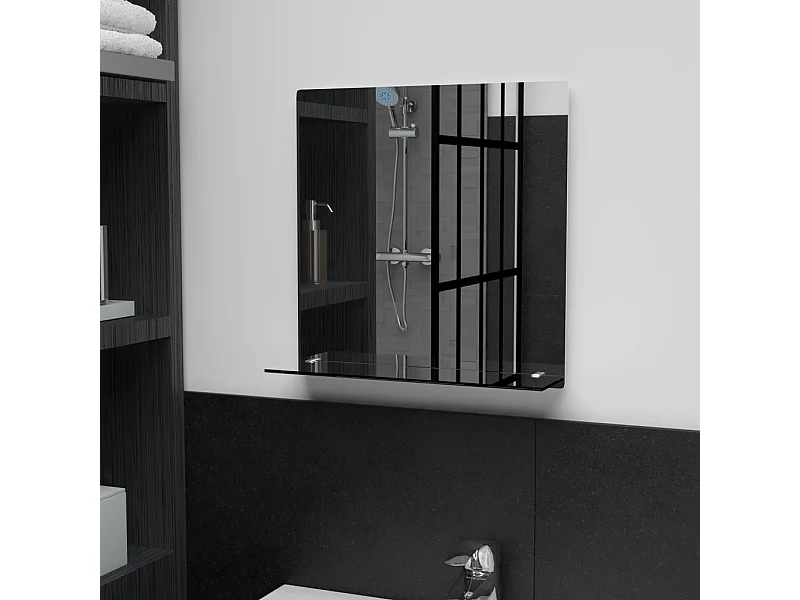 Espejo de pared con estante de vidrio templado 40x40 cm