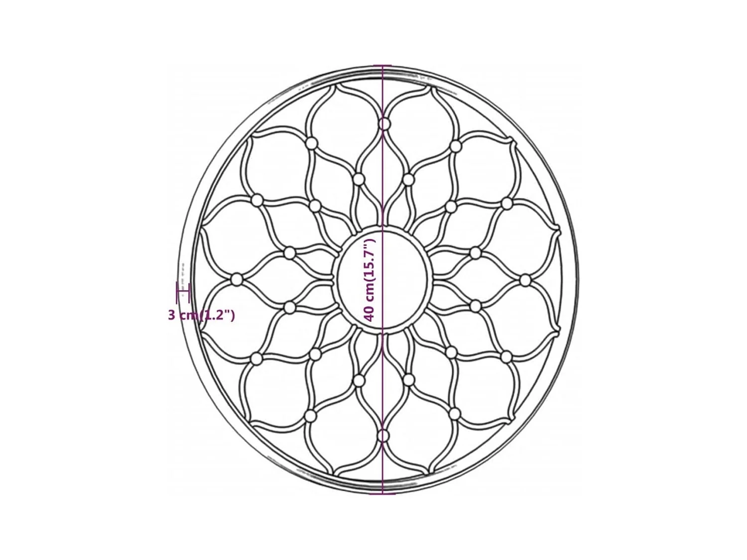 Miroir de jardin Noir 40x3 cm Fer Rond utilisation extérieure