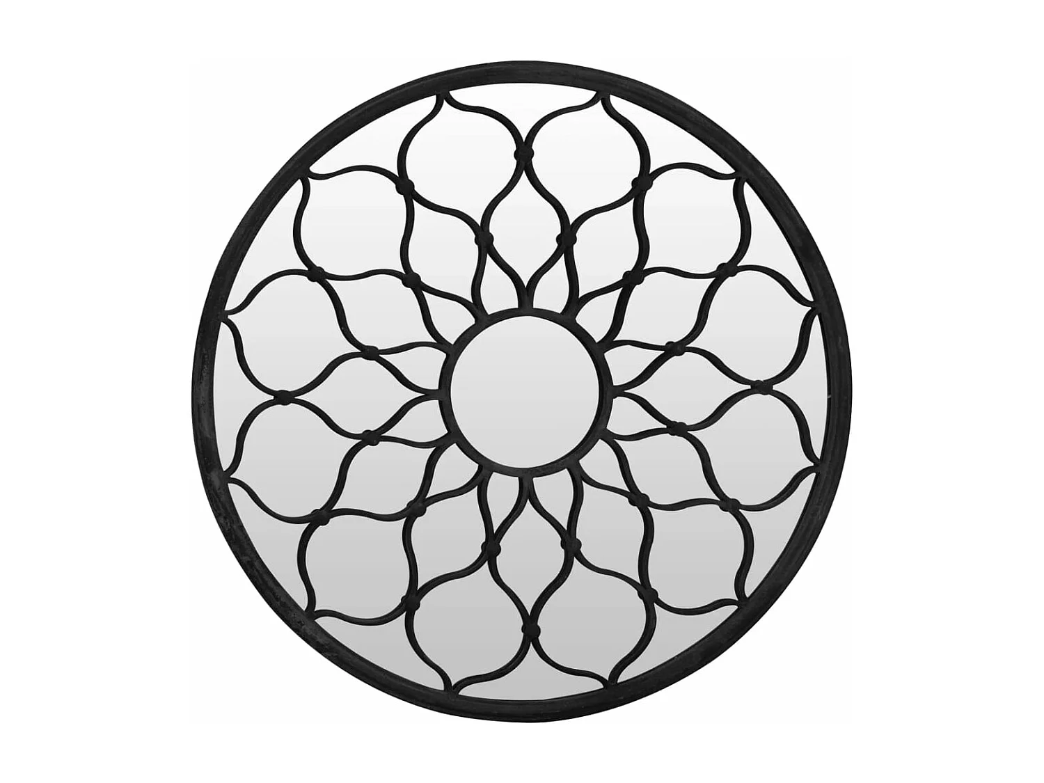 Miroir de jardin Noir 40x3 cm Fer Rond utilisation extérieure