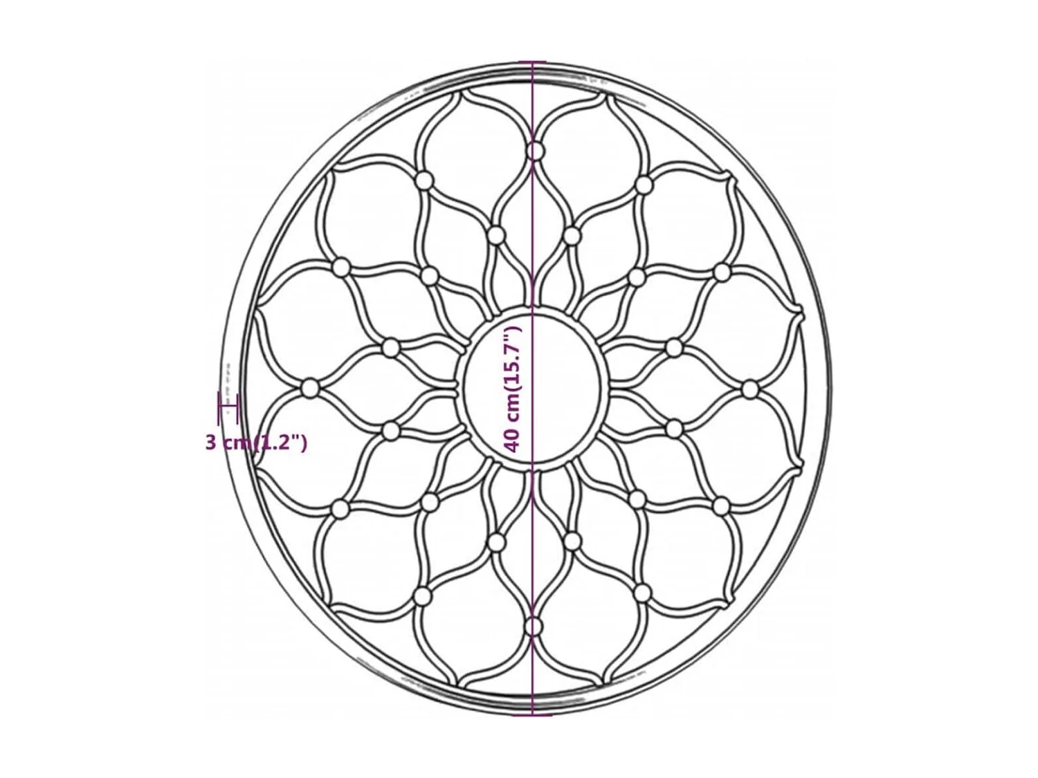 Miroir de jardin Noir 40x3 cm Fer Rond utilisation extérieure