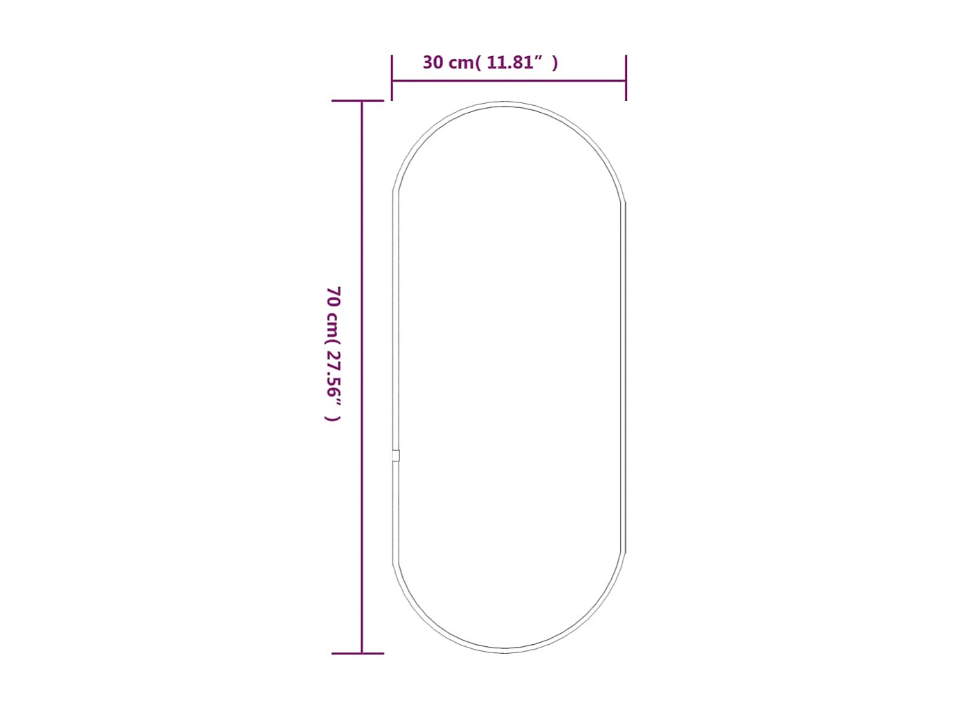 Miroir mural Doré 70x30 cm Ovale