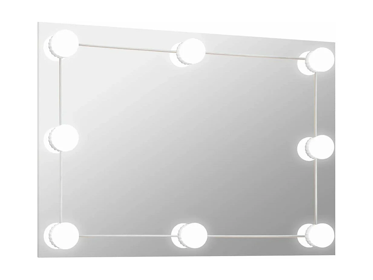 Miroir mural avec lampes LED Rectangulaire Verre