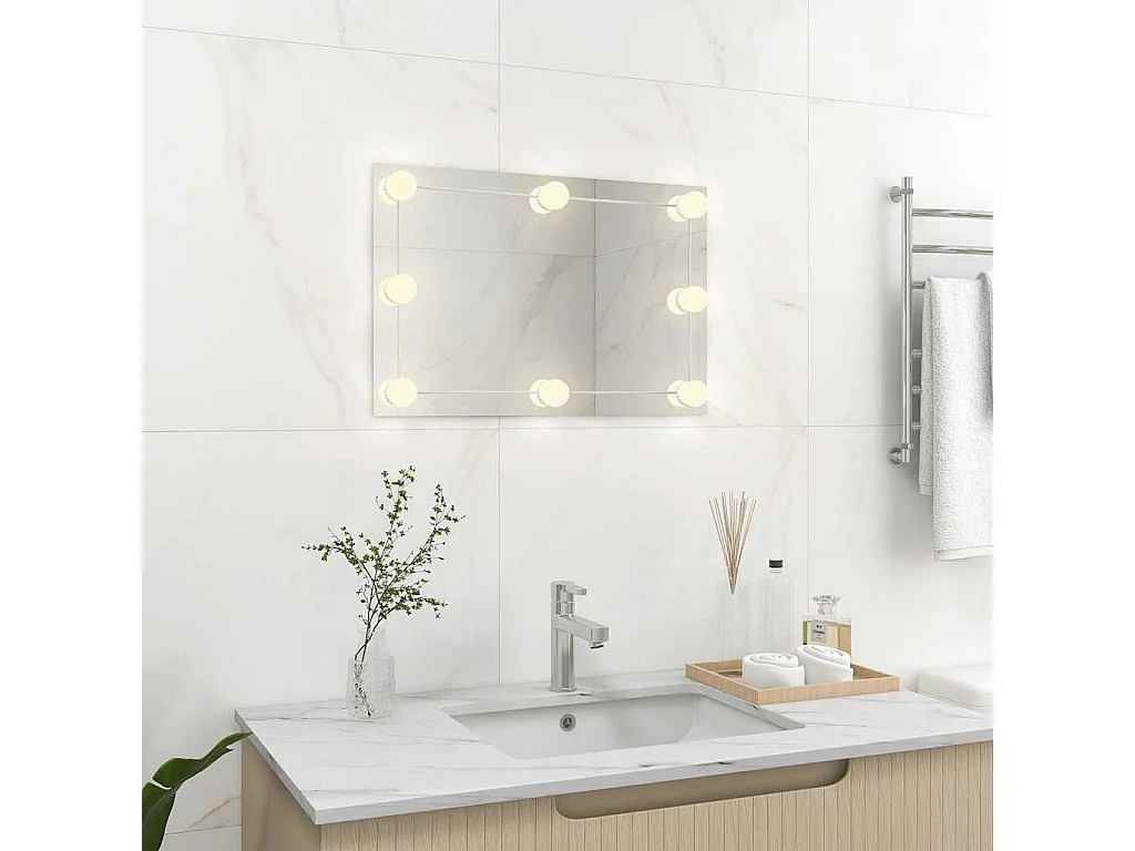 Wandspiegel mit LED-Beleuchtung Rechteckig Glas