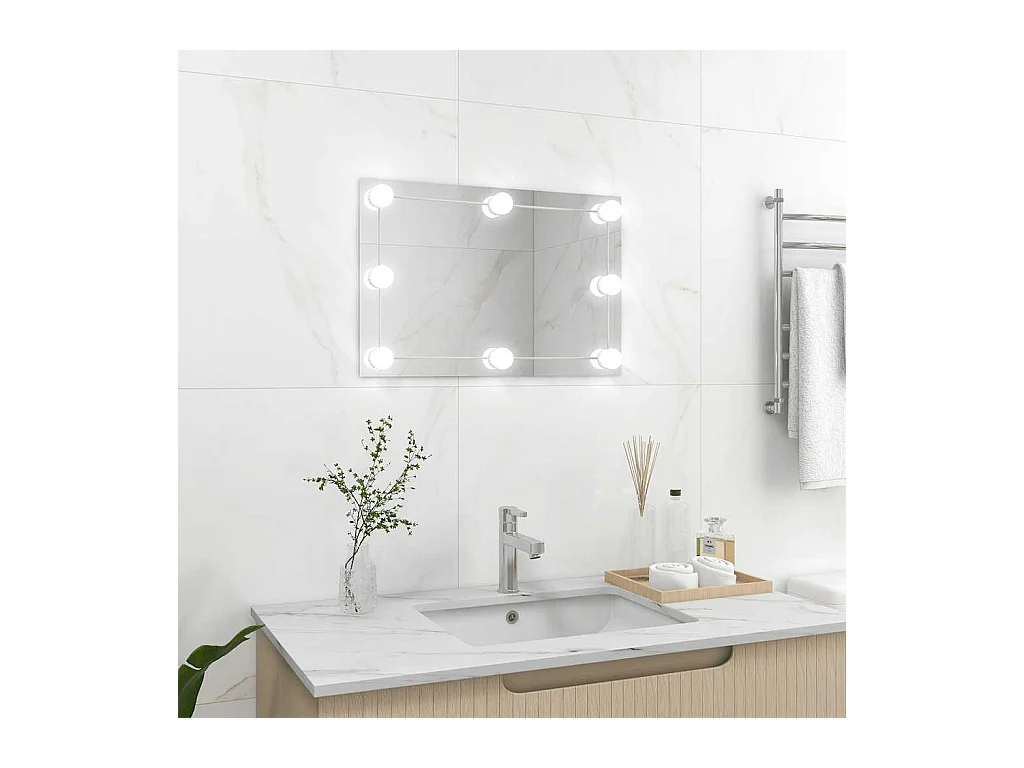 Miroir mural avec lampes LED Rectangulaire Verre