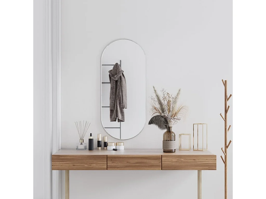 Miroir mural Argenté 100x45 cm Ovale