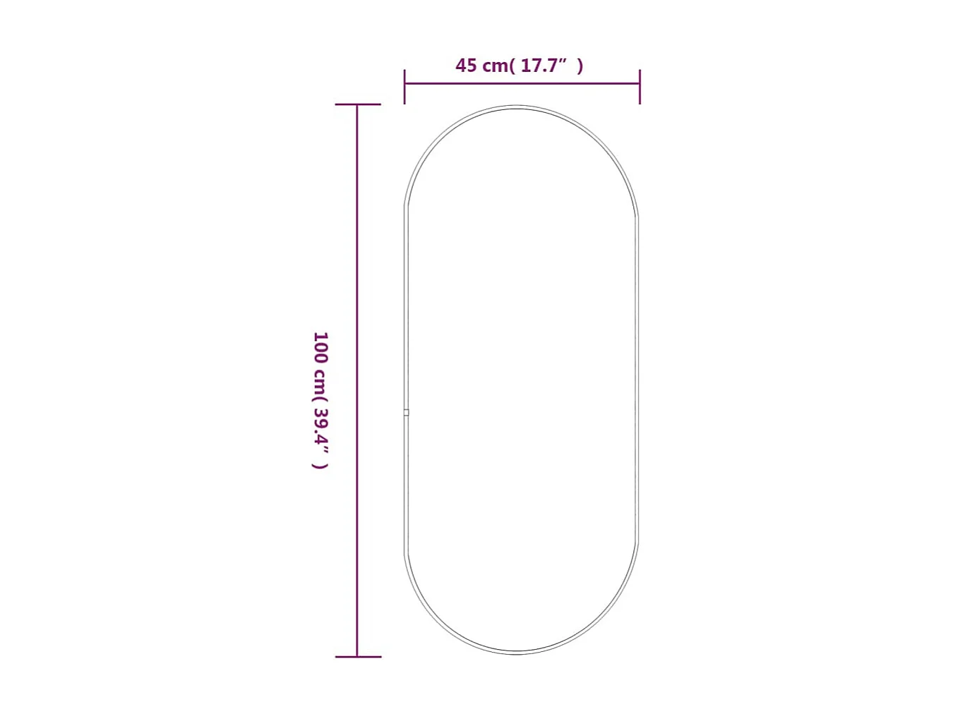 Miroir mural Argenté 100x45 cm Ovale