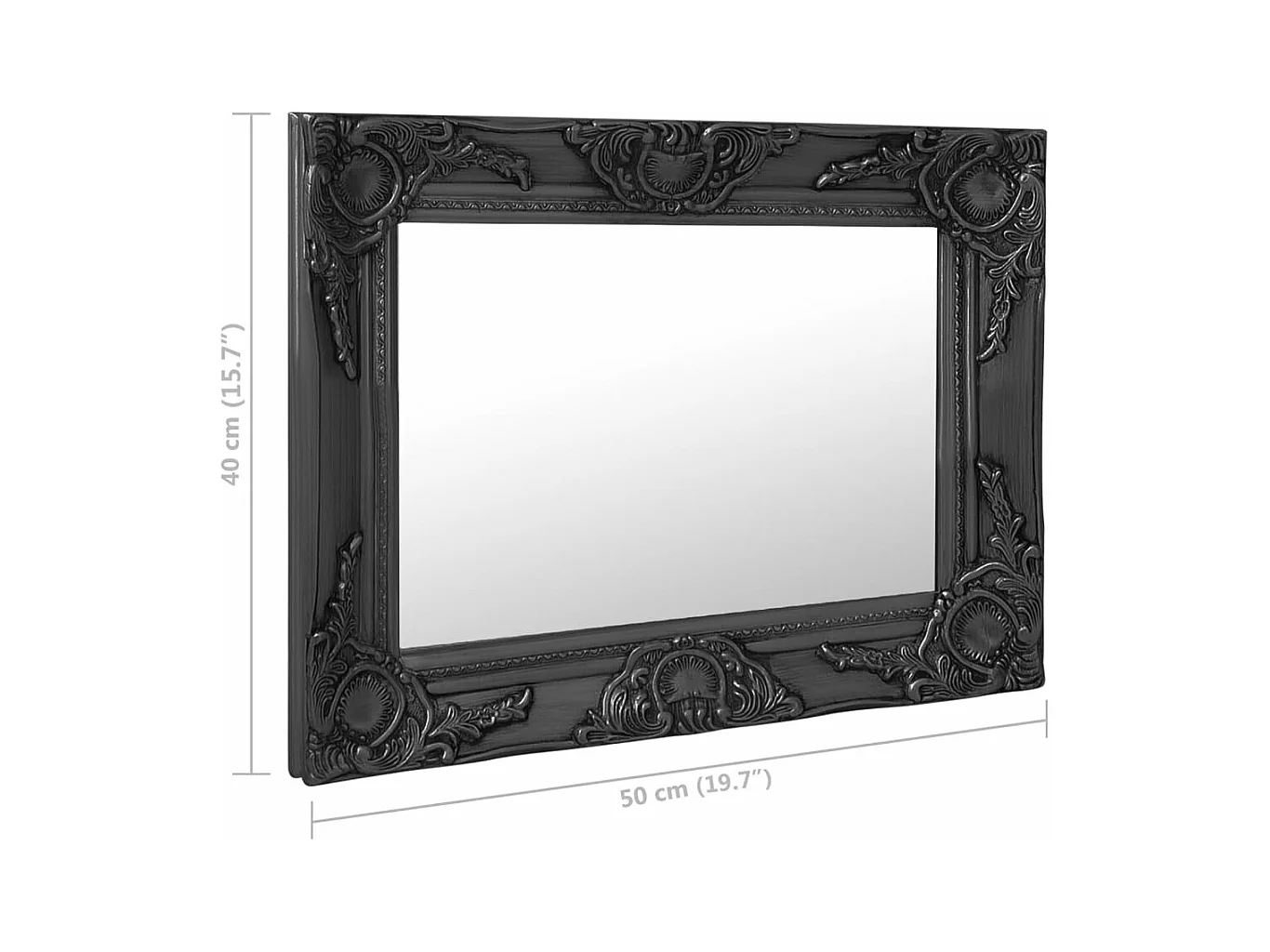 Miroir mural style baroque 50x40 cm noir