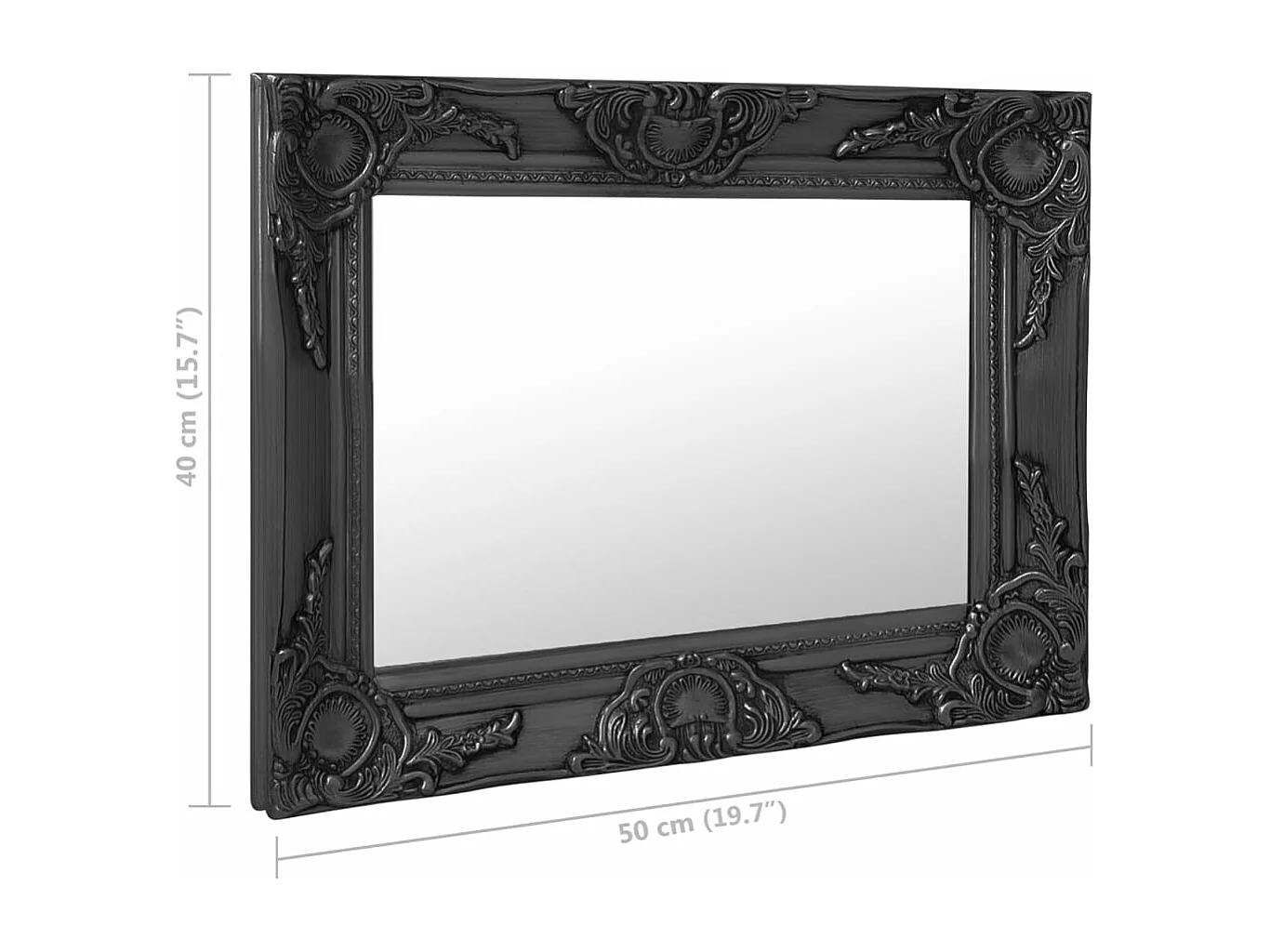 Miroir mural style baroque 50x40 cm noir