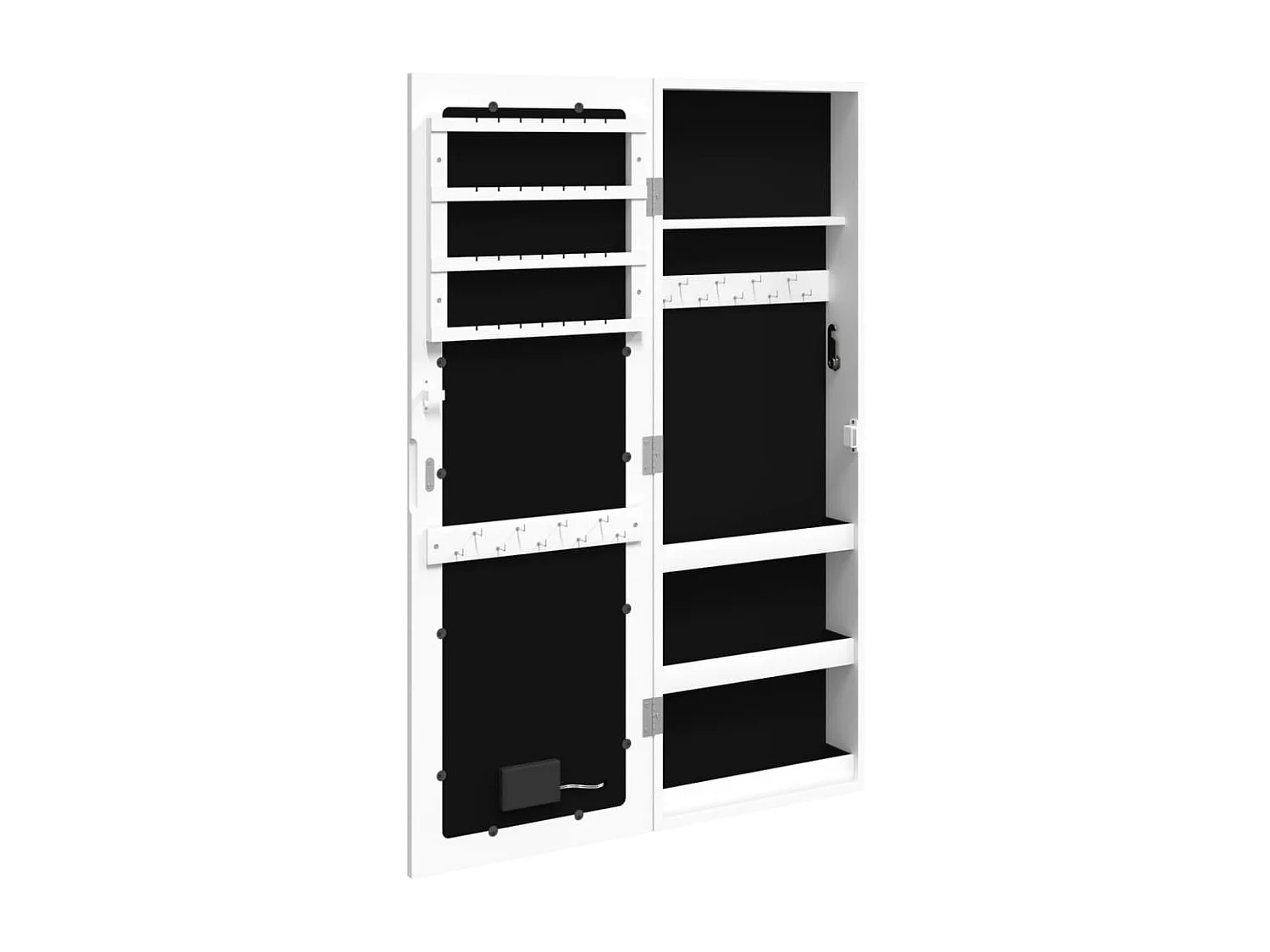 Spiegel-Schmuckschrank mit LED-Beleuchtung Wandmontage Weiß