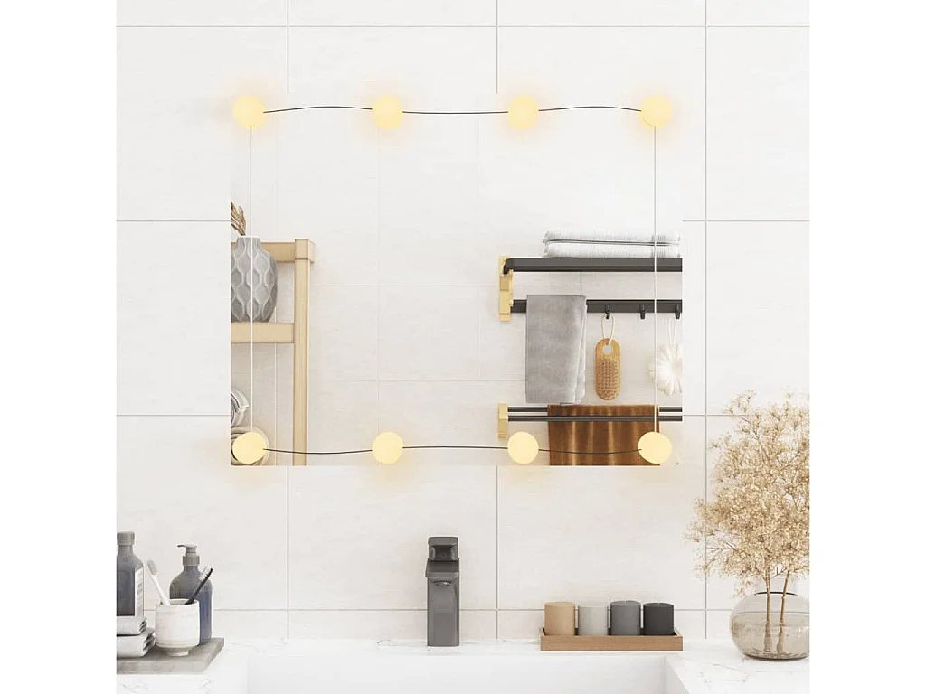 Espelho de parede retangular com luzes LED 50x60 cm vidro