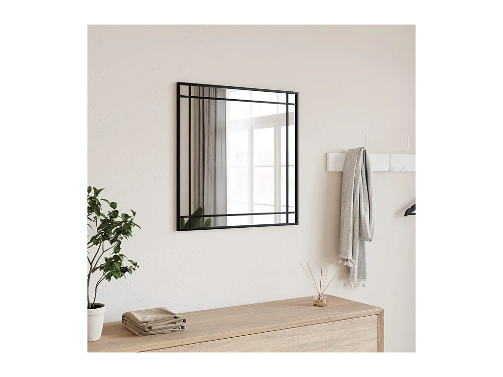 Miroir mural noir 50x50 cm carré fer