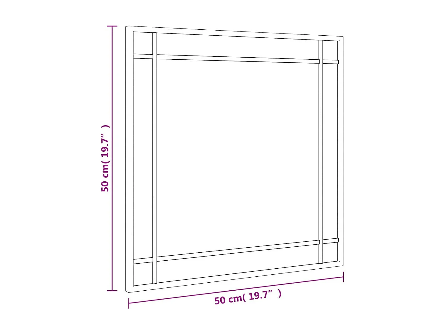 Miroir mural noir 50x50 cm carré fer