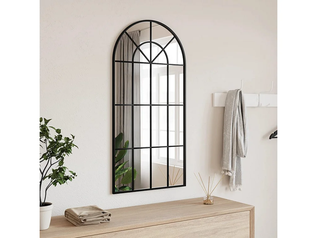 Espejo de pared arco de hierro negro 50x100 cm