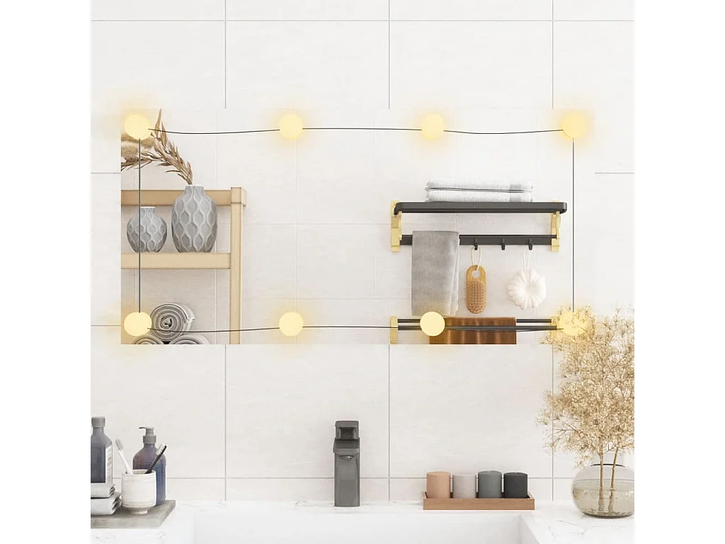 Wandspiegel mit LED-Leuchten 40x80 cm Glas Rechteckig