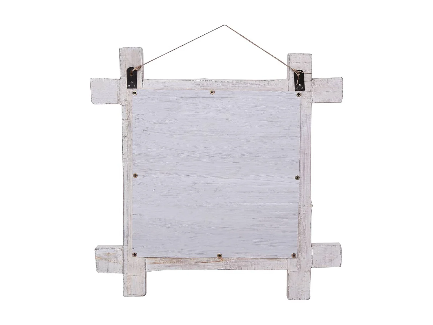 Espejo de troncos de madera maciza reciclada blanca 70x70 cm