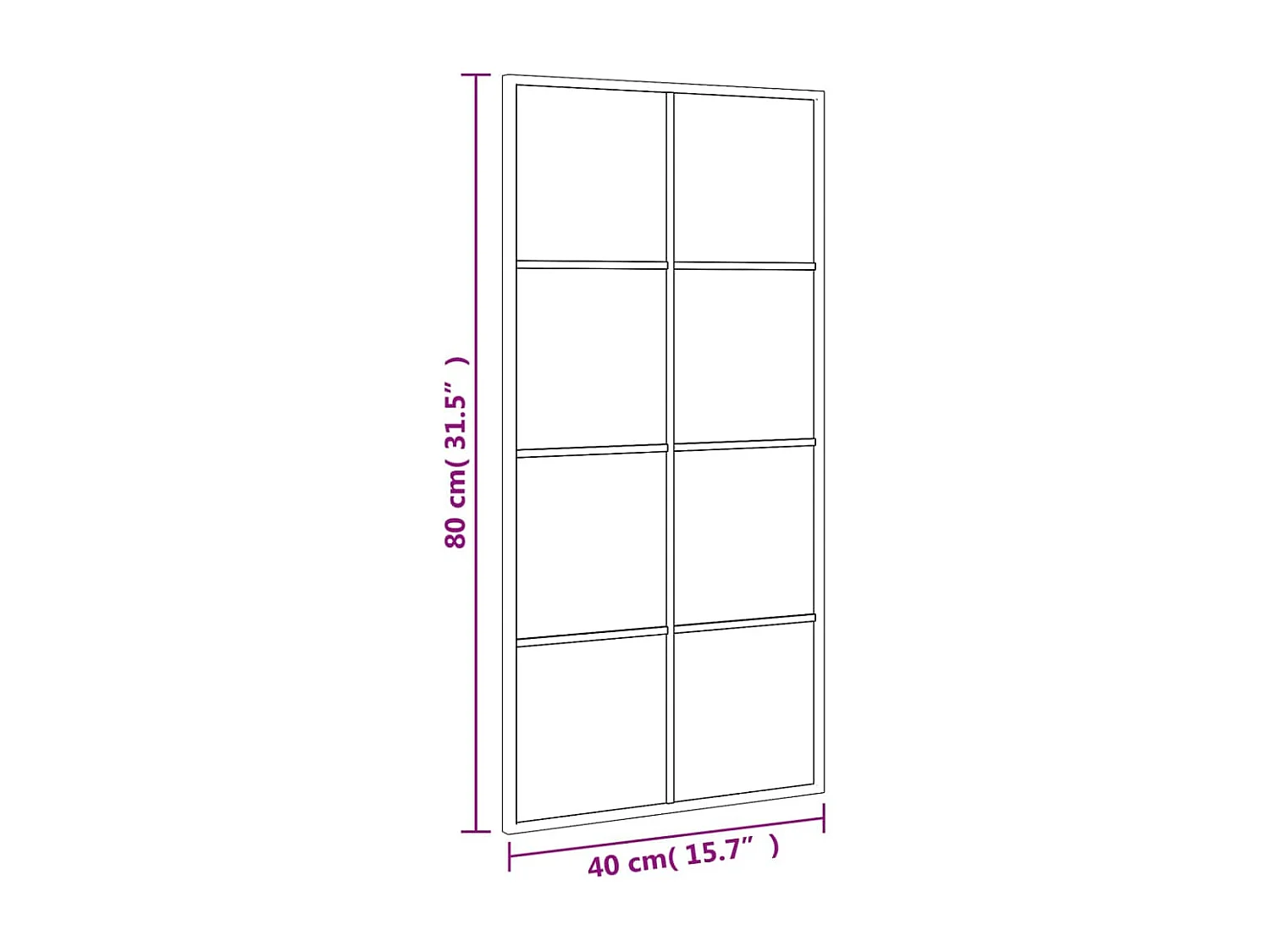 Espejo de pared rectangular de hierro negro 40x80 cm