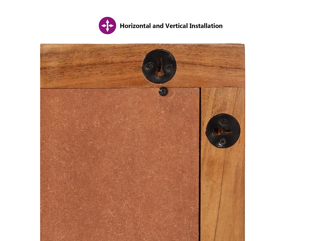 Espejo de baño madera maciza de acacia y vidrio 50x70x2,5 cm