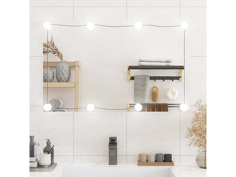 Wandspiegel mit LED-Leuchten 50x80 cm Glas Rechteckig