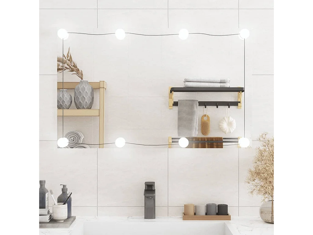 Wandspiegel mit LED-Leuchten 50x80 cm Glas Rechteckig