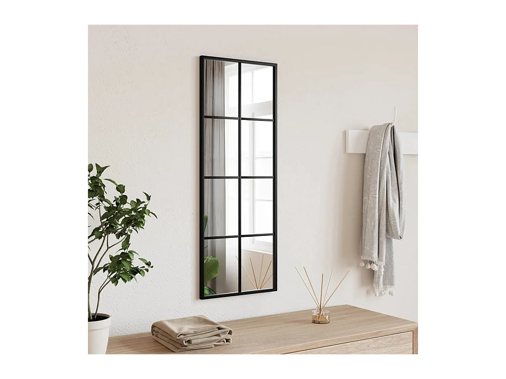 Miroir mural noir 30x80 cm rectangulaire fer
