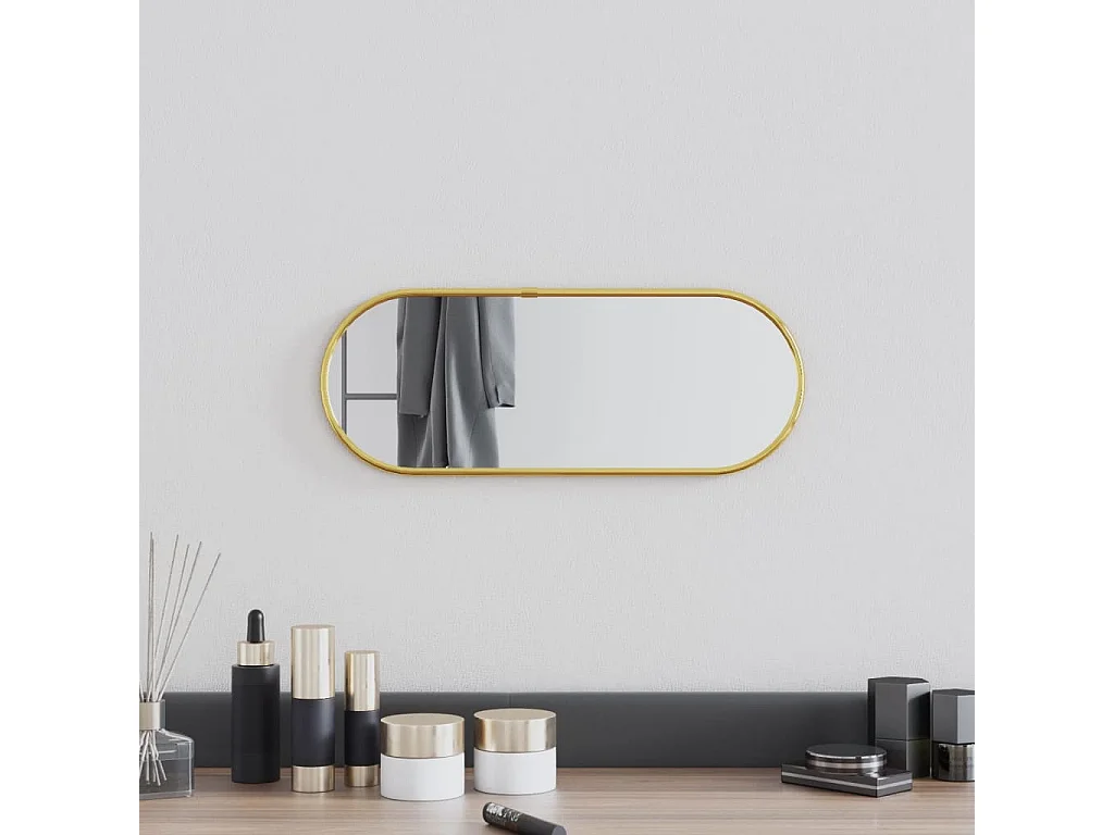 Specchio da Parete Dorato 40x15 cm Ovale