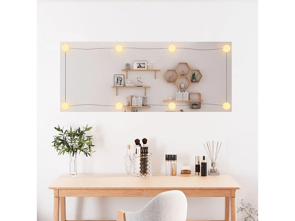 Miroir mural avec lumières LED 40x100 cm verre rectangulaire