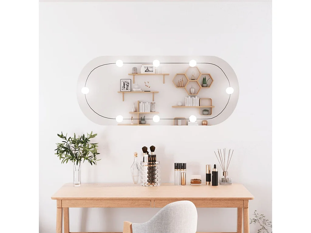 Miroir mural avec lumières LED 40x90 cm verre ovale