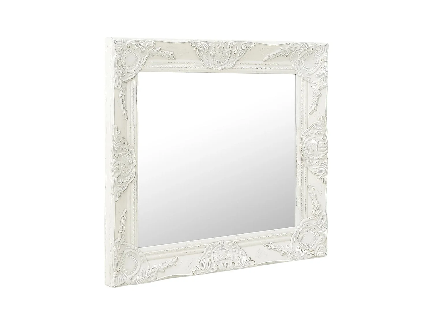 Espejo de pared estilo barroco blanco 60x60 cm