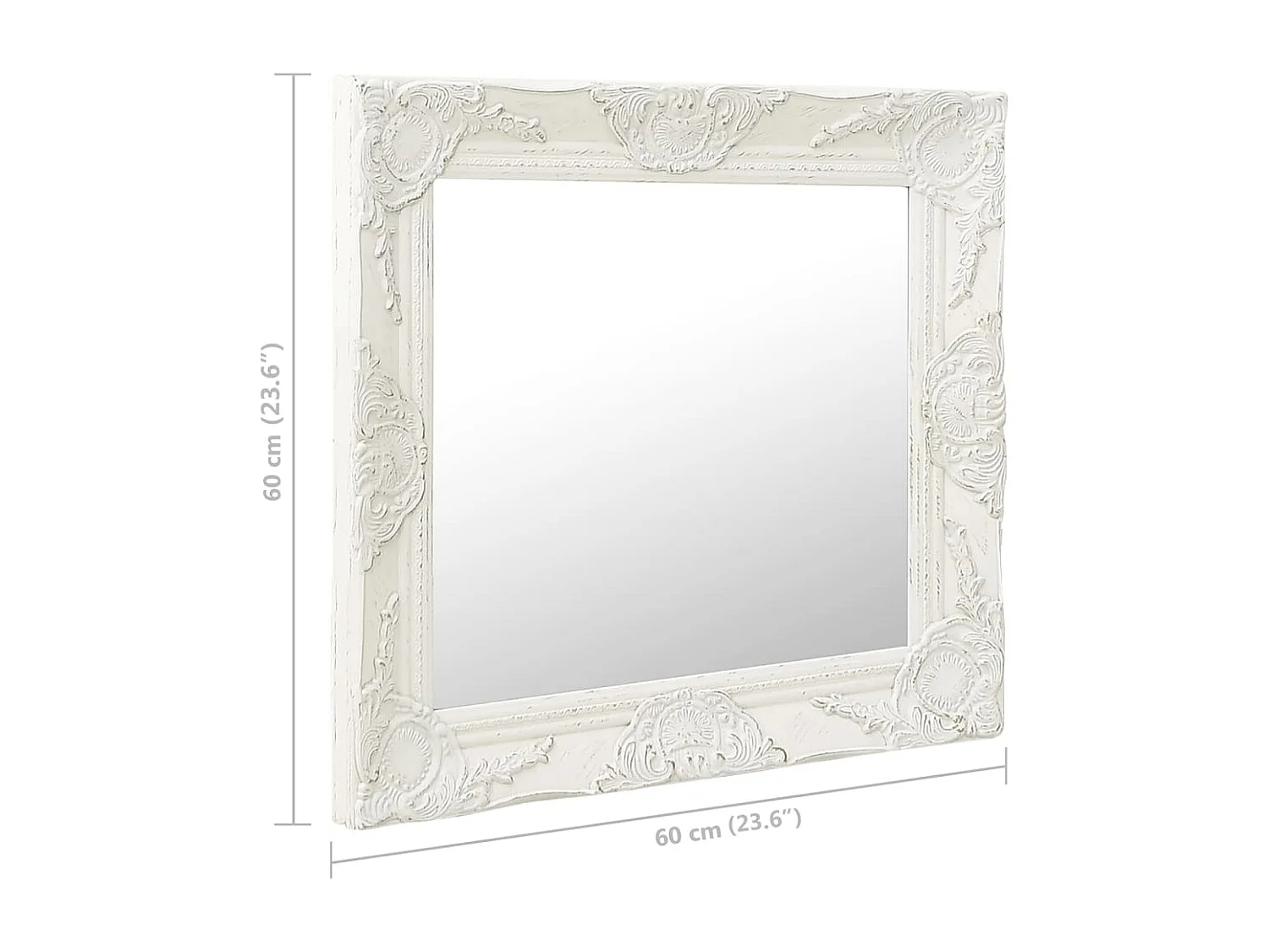 Espejo de pared estilo barroco blanco 60x60 cm