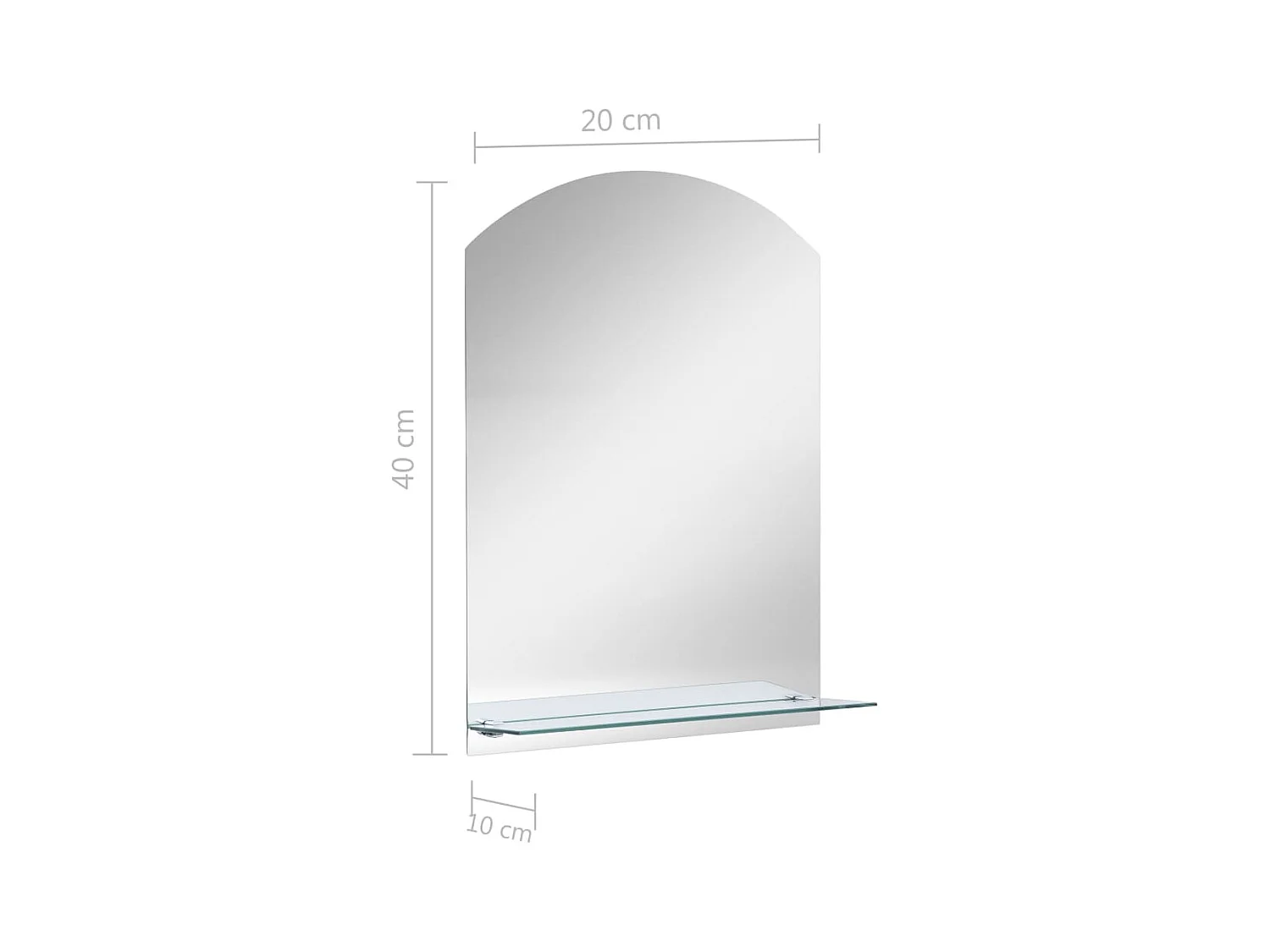 Wandspiegel mit Regal 20×40 cm Hartglas