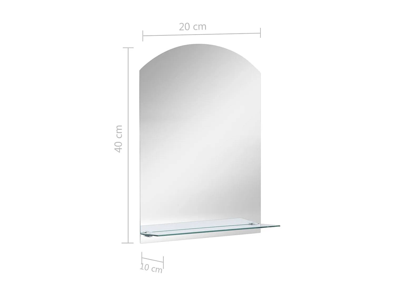 Espelho de parede c/ prateleira vidro temperado 20x40 cm