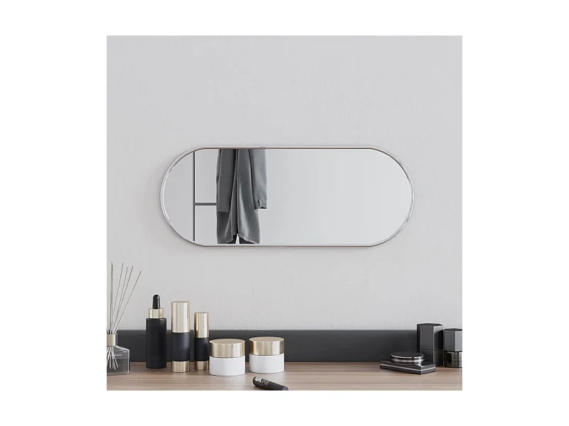 Specchio da Parete Argento 50x20 cm Ovale