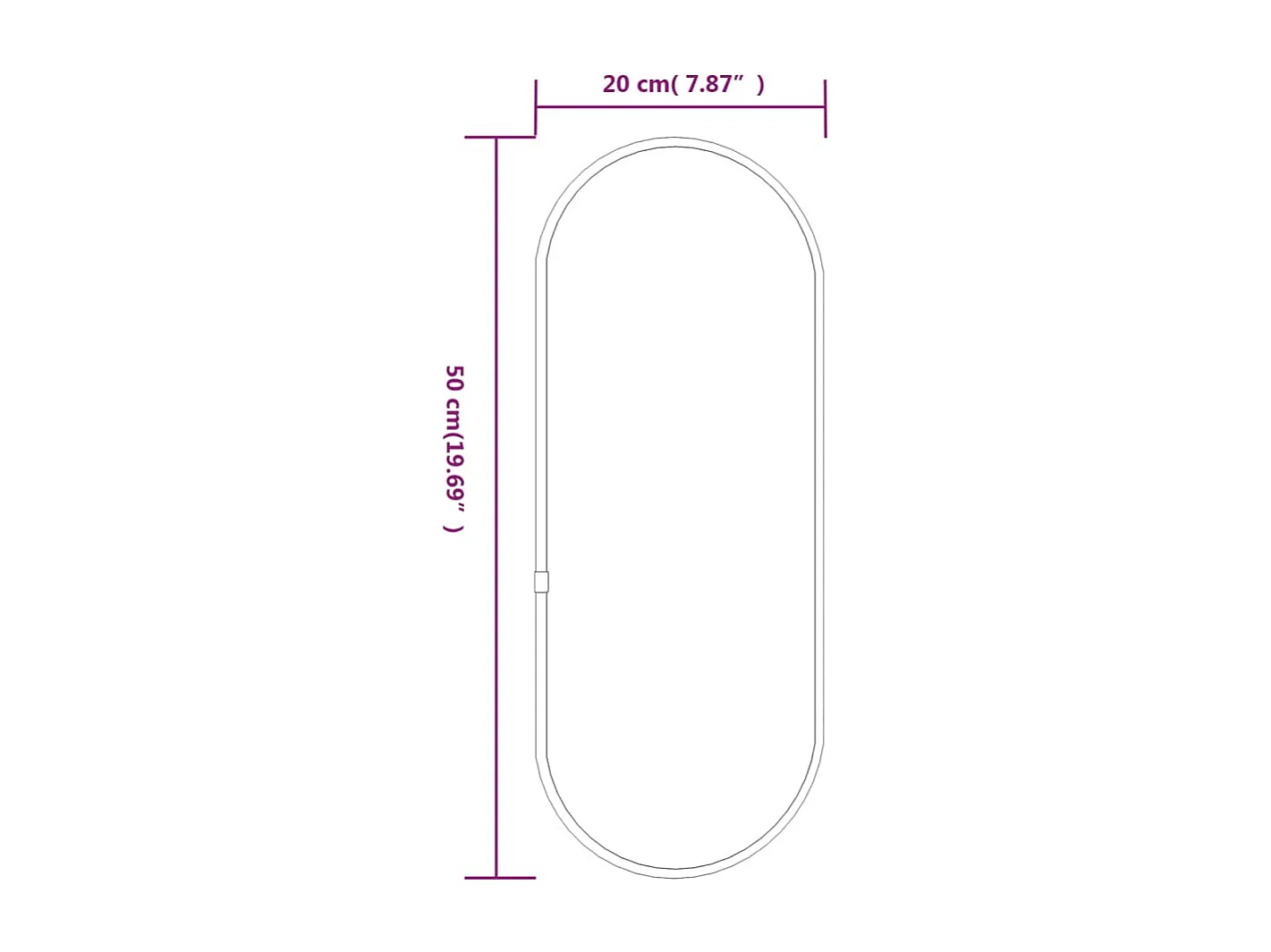 Espelho de parede oval 50x20 cm prateado