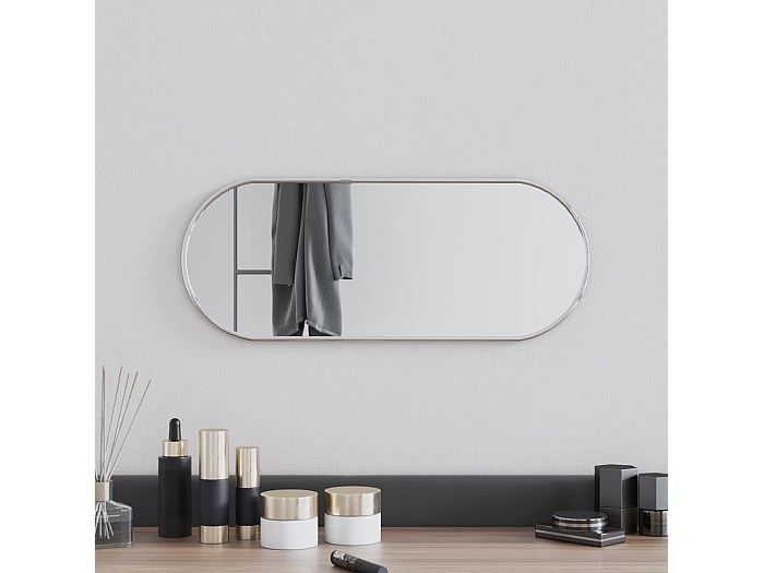 VidaXL Specchio Da Parete Argento Con Telaio In PVC, 40x30 Cm, Vetro Di Spessore 4 Mm, Immagine Chiara, Perfetto Per Bagno E Soggiorno