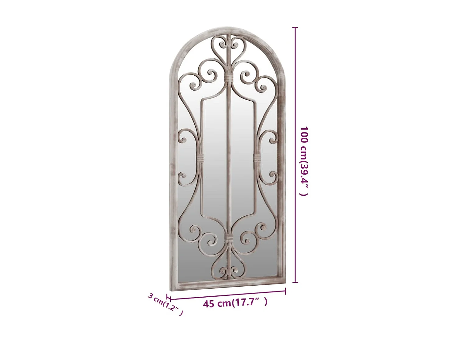 Miroir Sable 100x45 cm Fer pour utilisation à l'intérieur