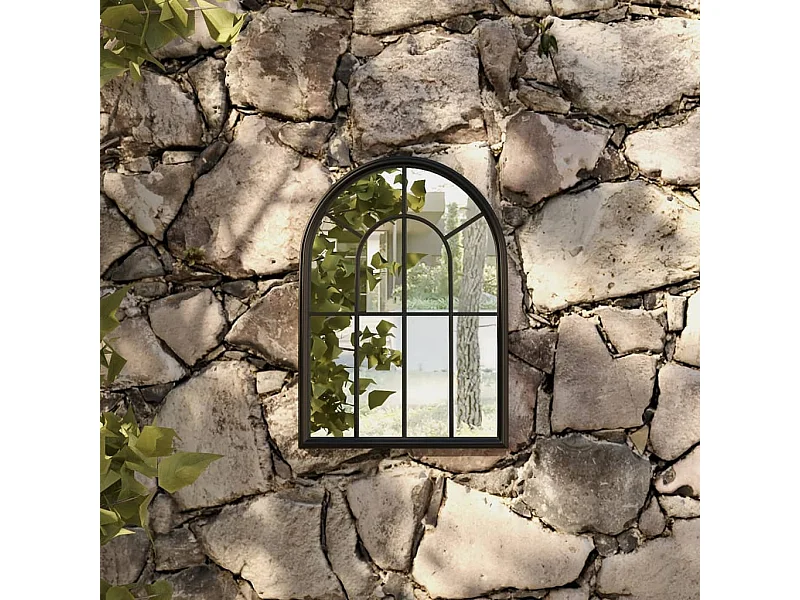 Miroir de jardin Noir 60x45 cm Fer pour utilisation extérieure