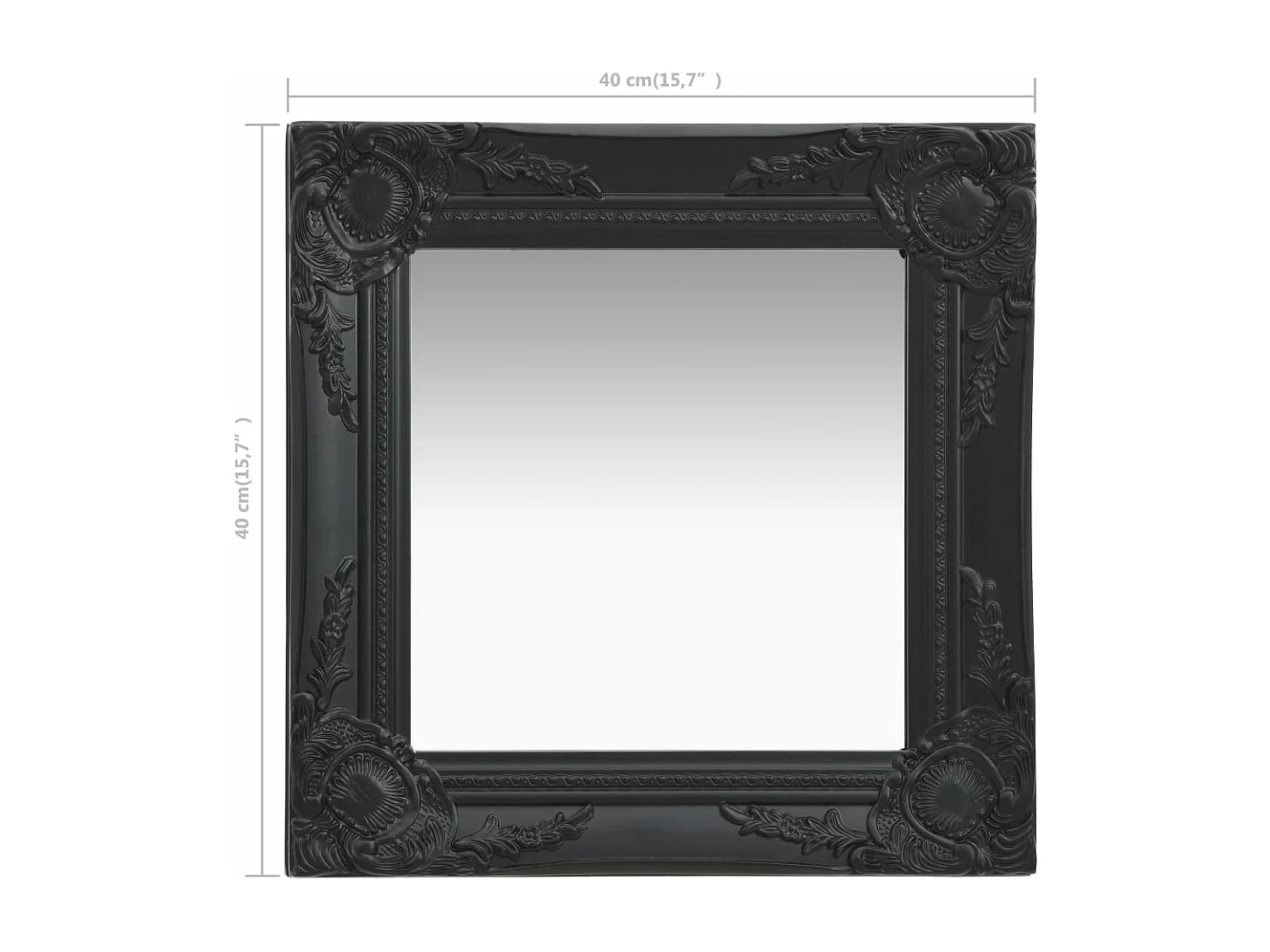Miroir mural style baroque 40x40 cm noir