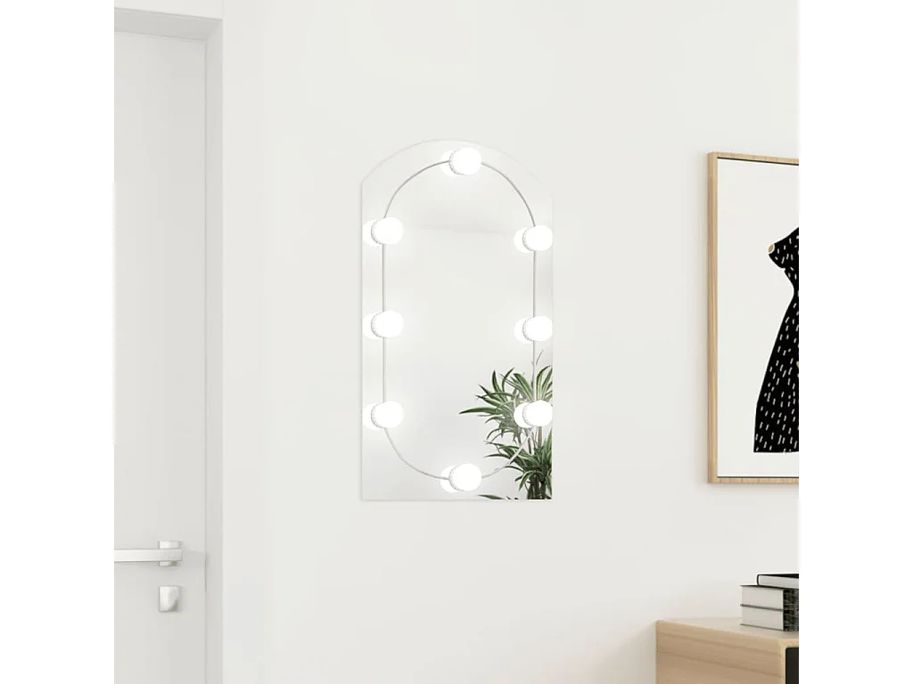 Espelho com luzes LED 70x40 cm vidro arqueado