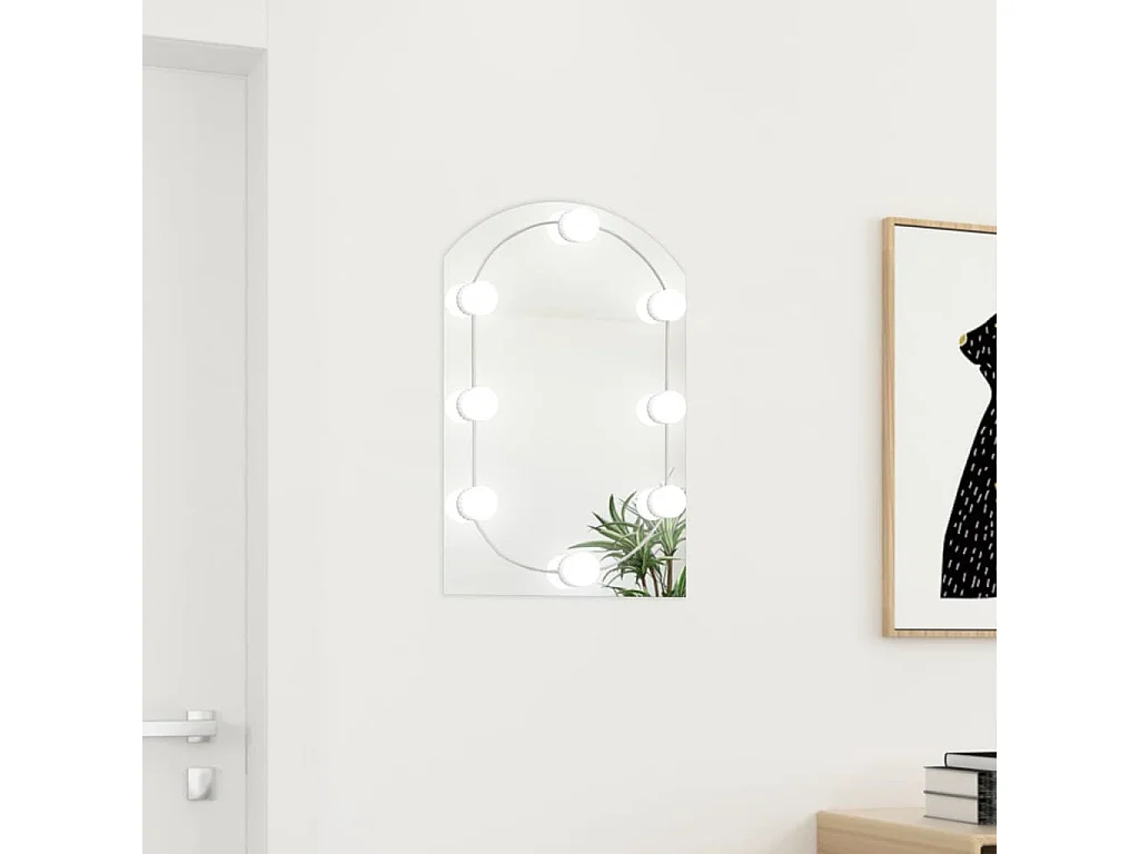 Specchio con Luci LED 60x40 cm Forma ad Arco in Vetro