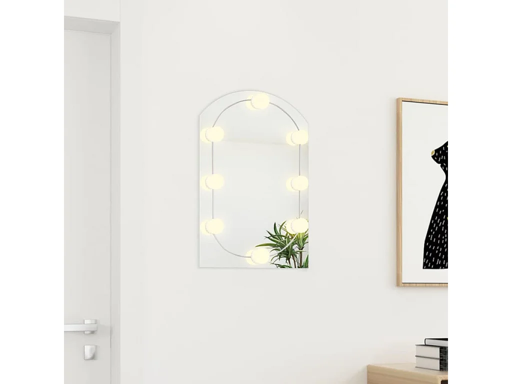 Specchio con Luci LED 60x40 cm Forma ad Arco in Vetro