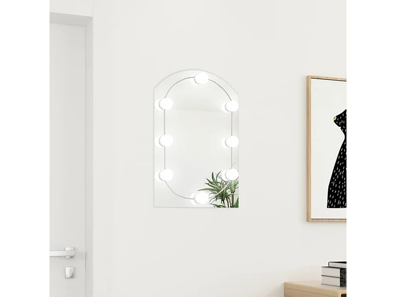 Specchio con Luci LED 60x40 cm Forma ad Arco in Vetro