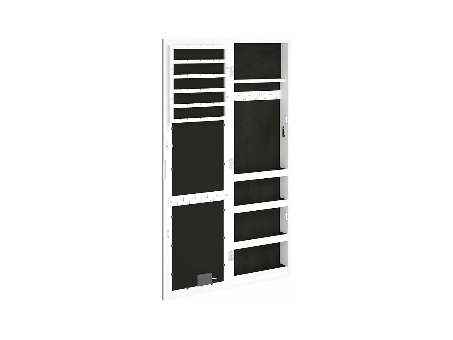 Armoire à bijoux avec miroir et éclairage LED mural blanc